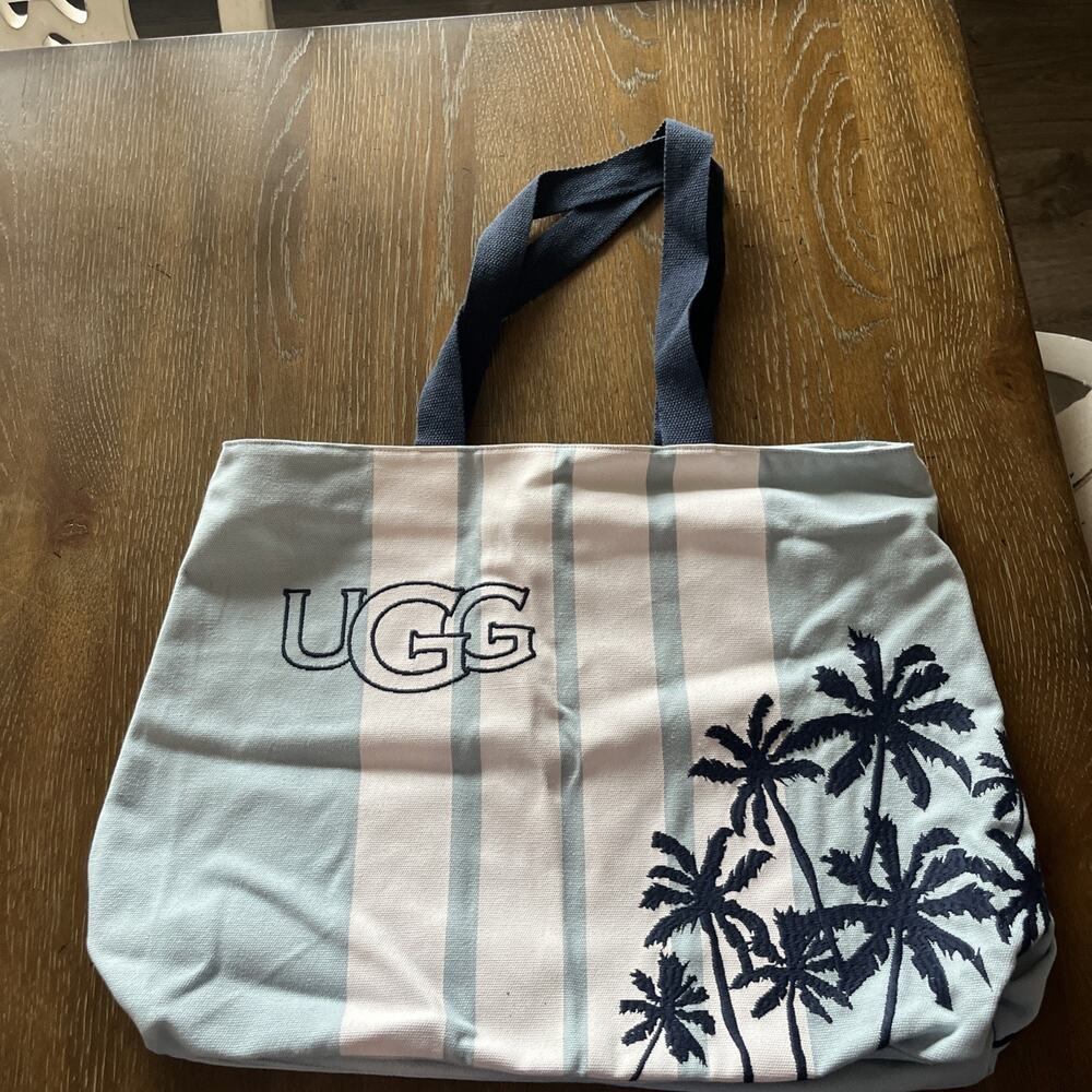 UGG Australia Beach Bag Blue & White Large Canvas Tote